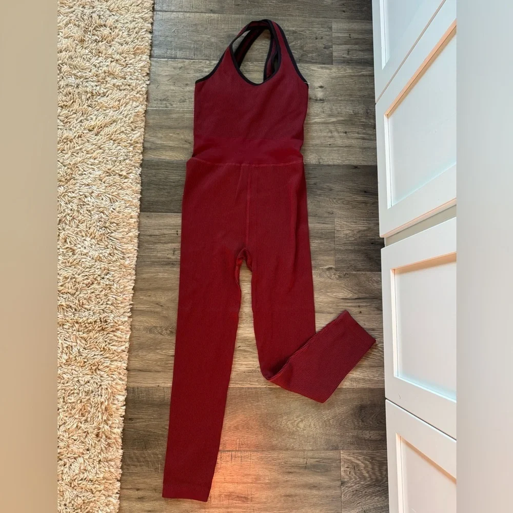 Love & Sports Maroon Athletic Jumpsuit